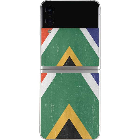 South Africa Flag Distressed Galaxy Z Flip3 5G Skin